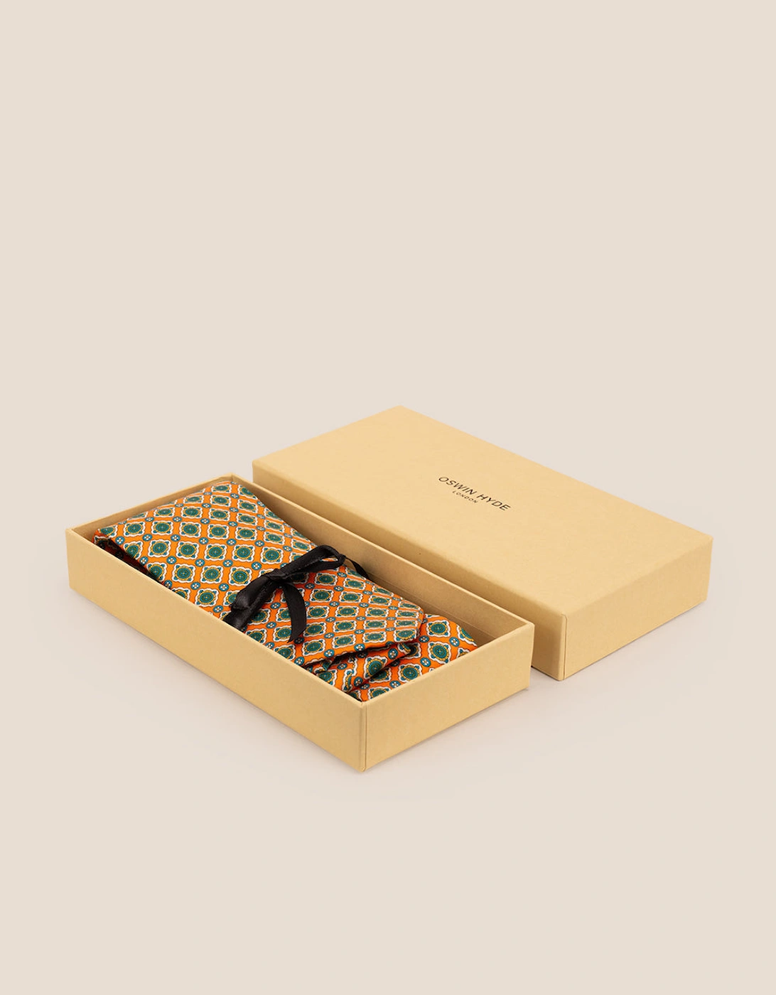 Orange Geometric Pattern Silk Tie