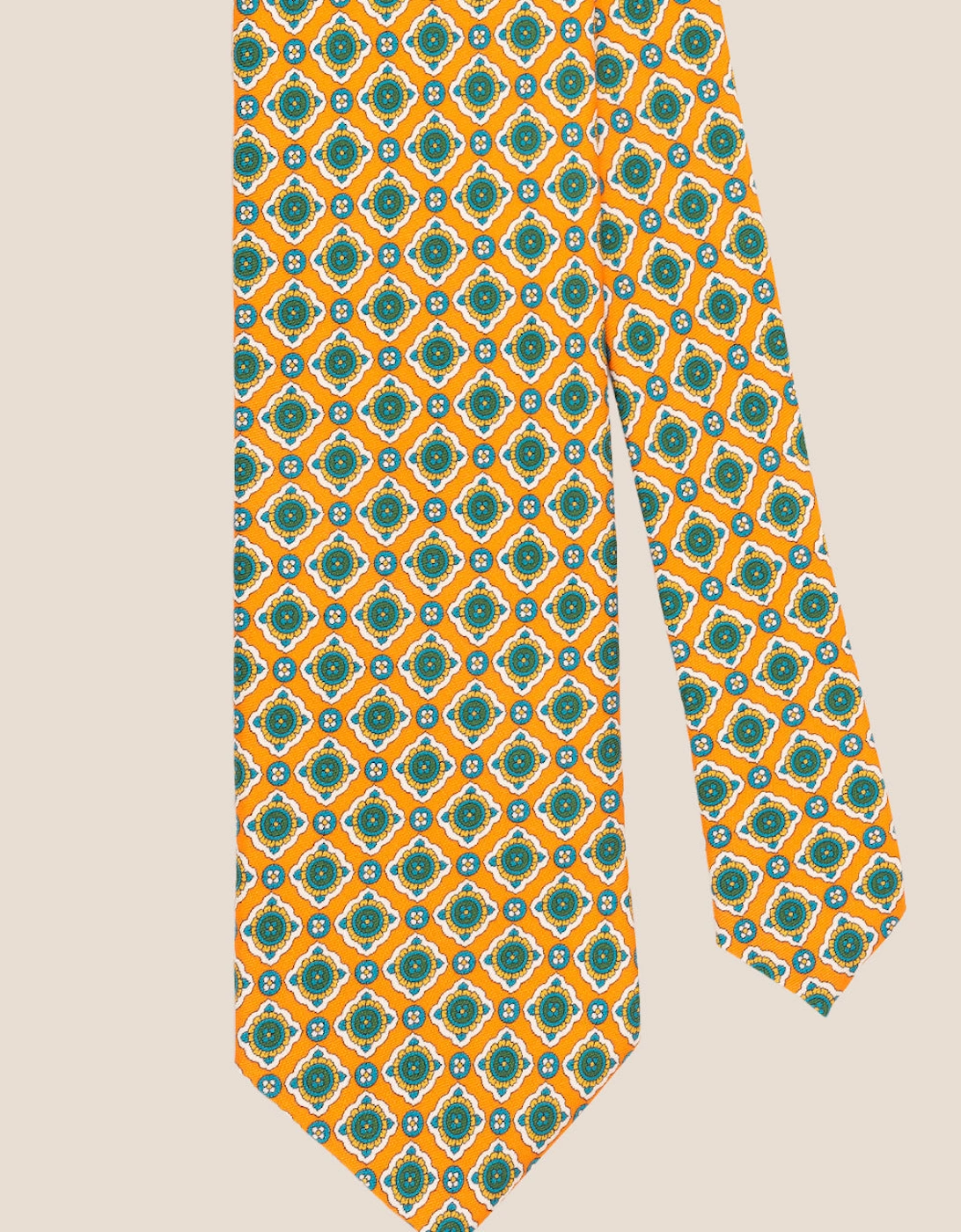 Orange Geometric Pattern Silk Tie
