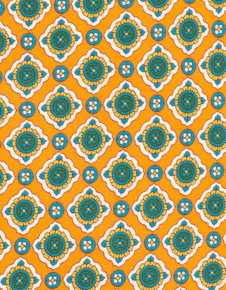 Orange Geometric Pattern Silk Tie