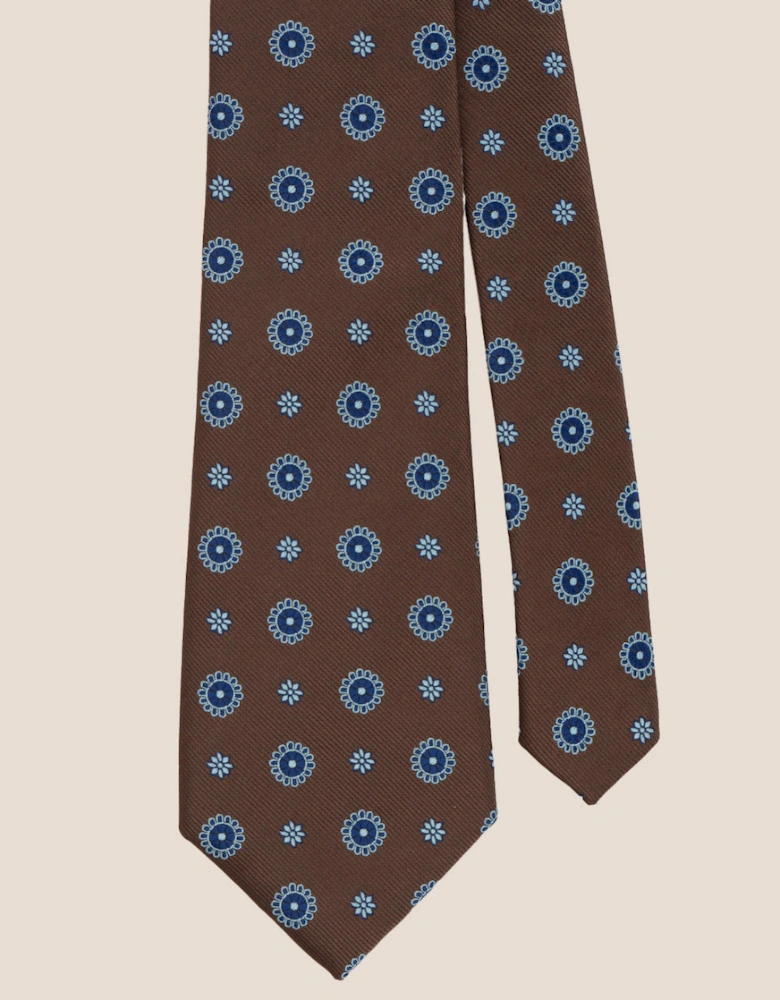 Geometric Brown Blue Tie