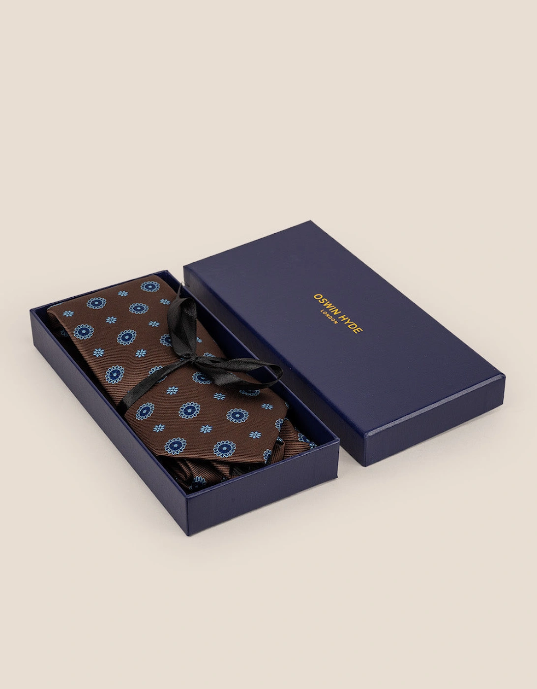 Geometric Brown Blue Tie