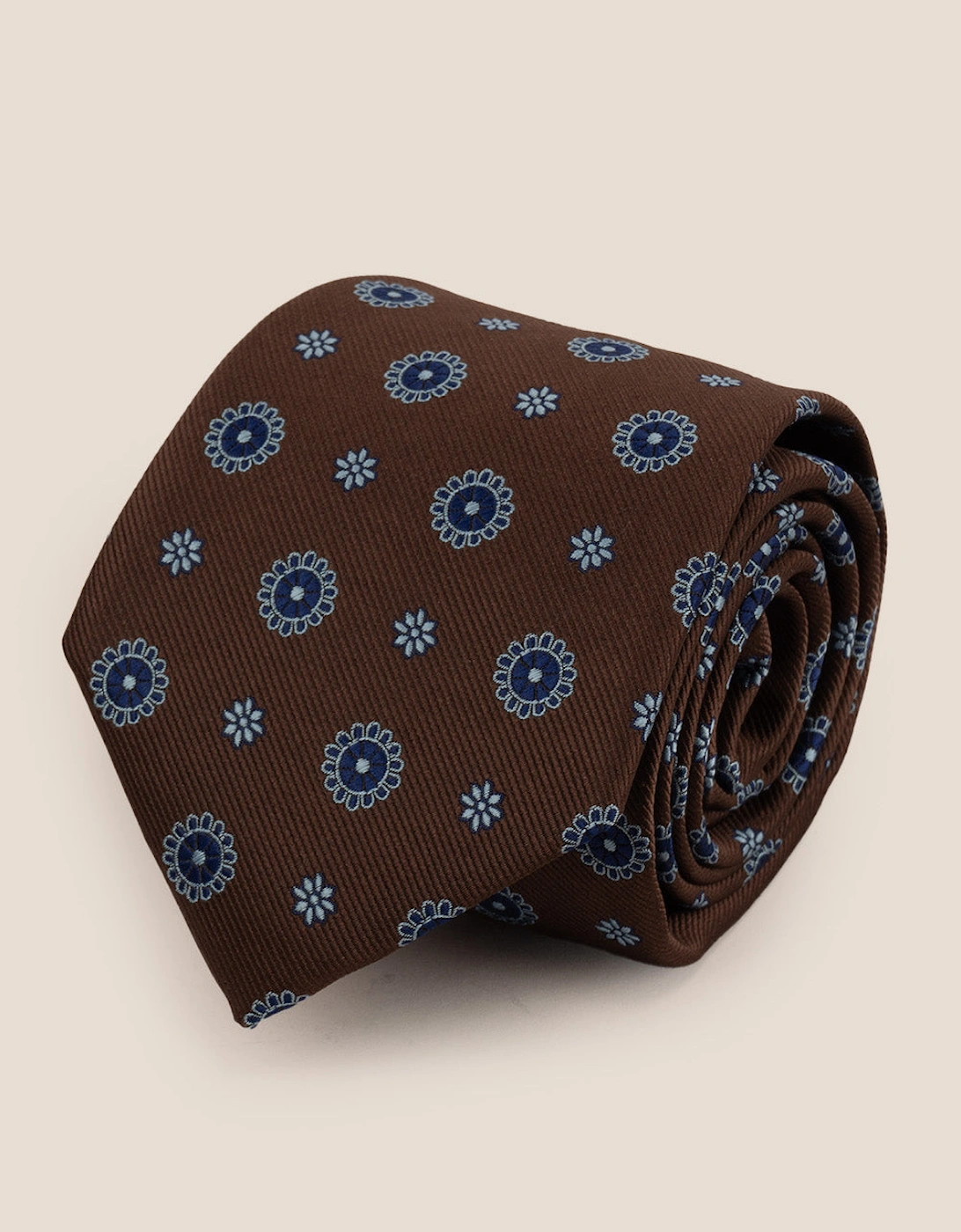 Geometric Brown Blue Tie