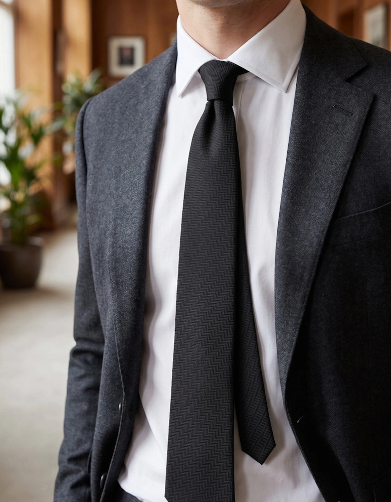 Black Self Stripe Tie
