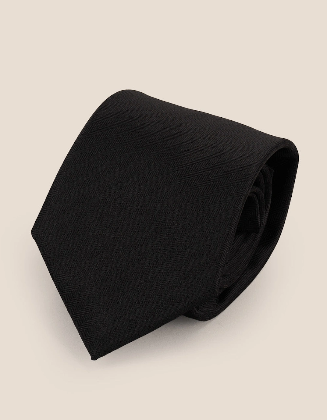 Black Self Stripe Tie