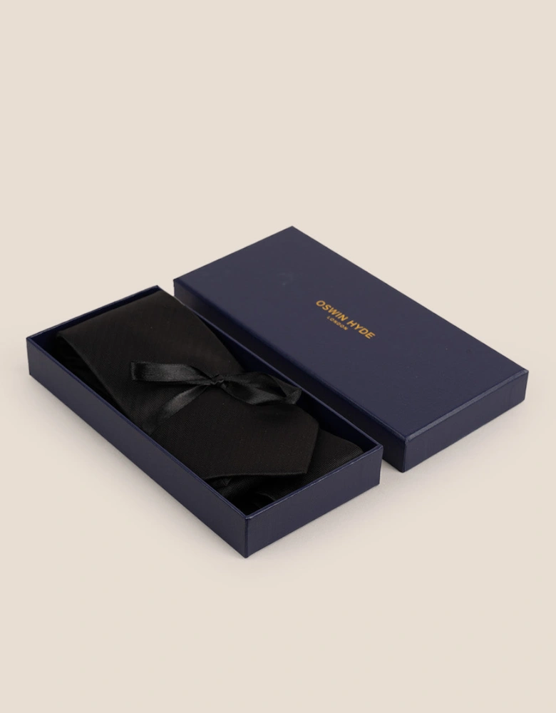 Black Self Stripe Tie