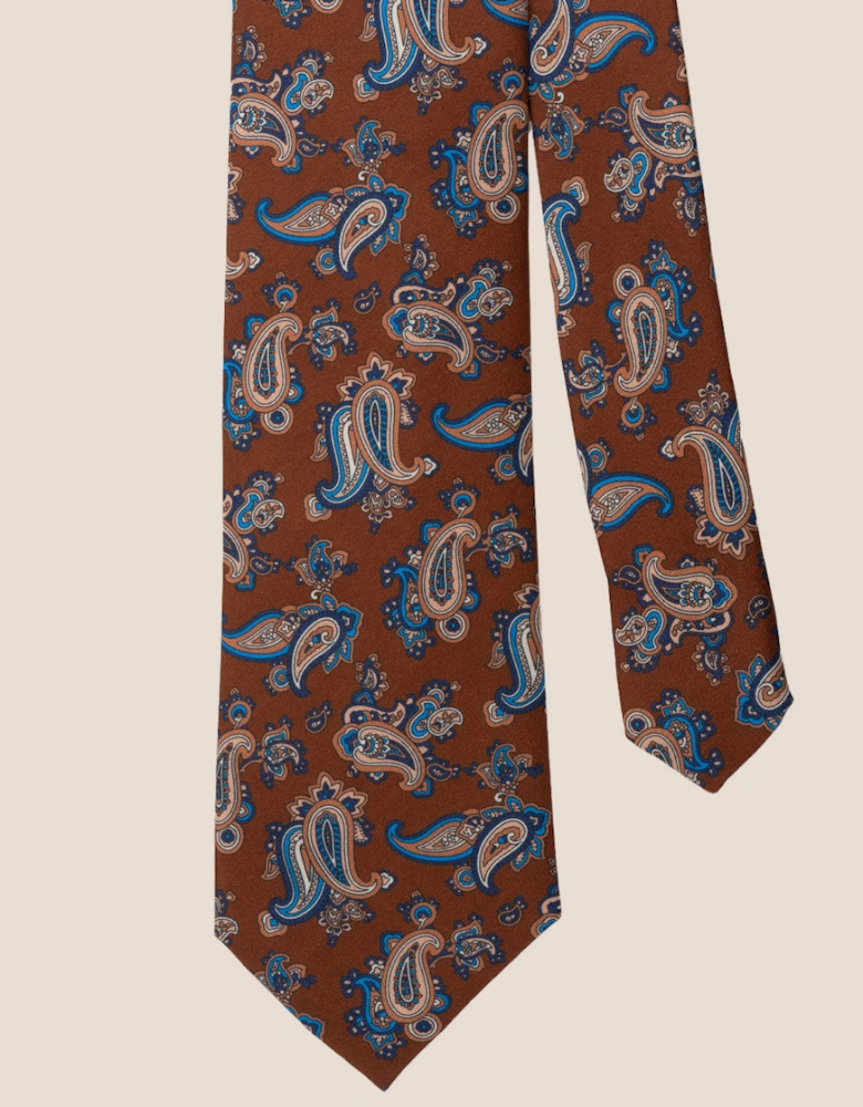 Paisley Print Brown Tie