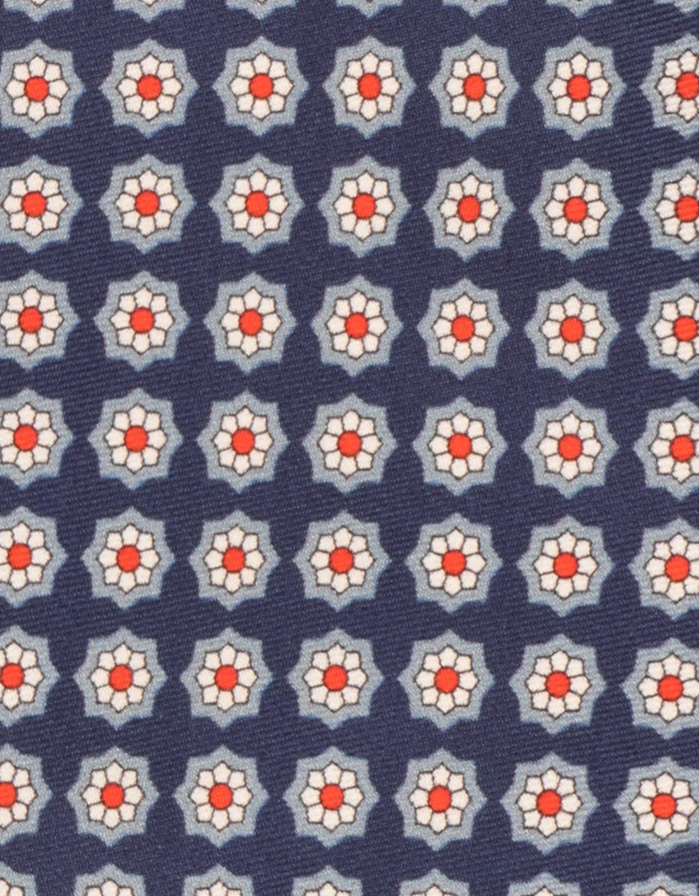 Navy Floral Print Silk Tie
