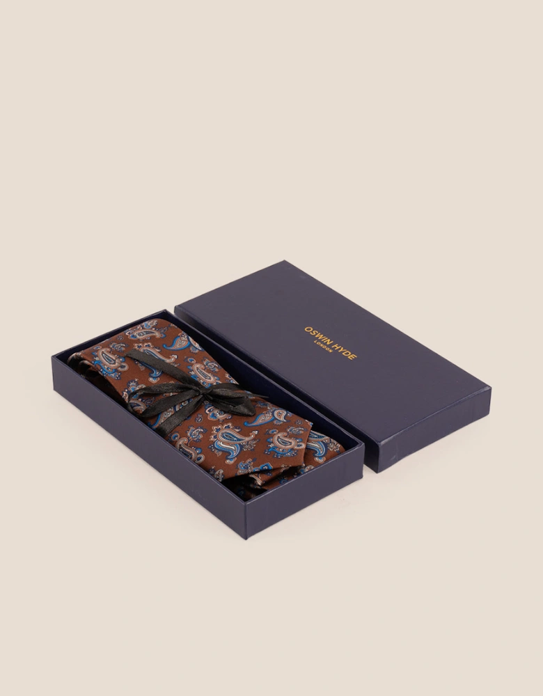 Paisley Print Brown Tie