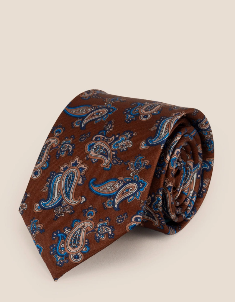 Paisley Print Brown Tie