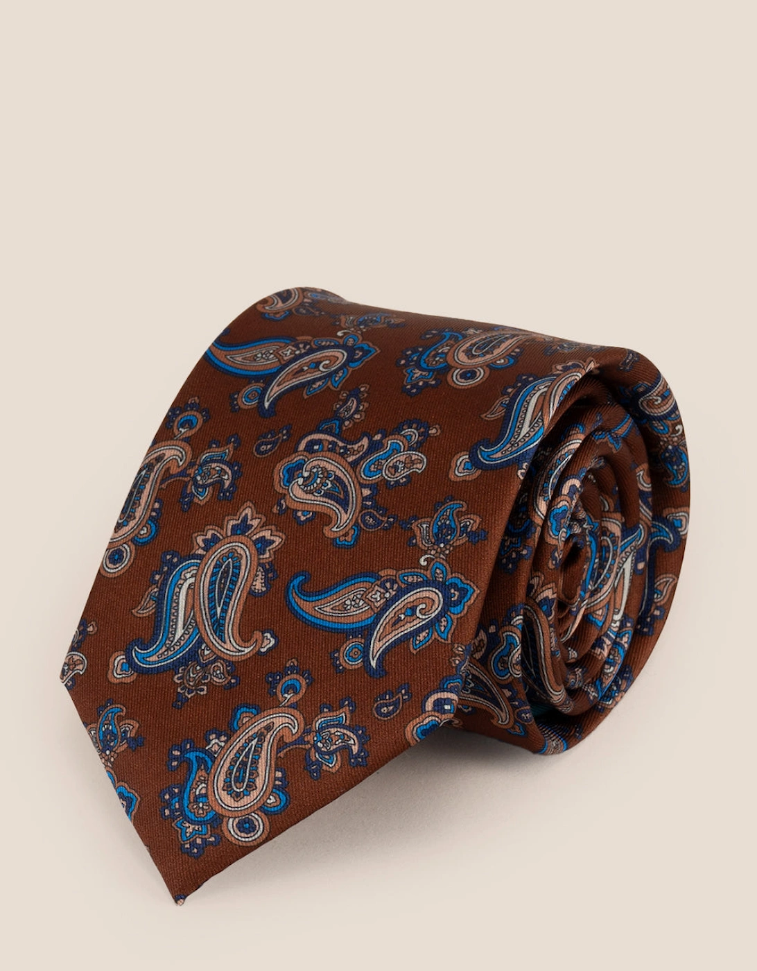 Paisley Print Brown Tie