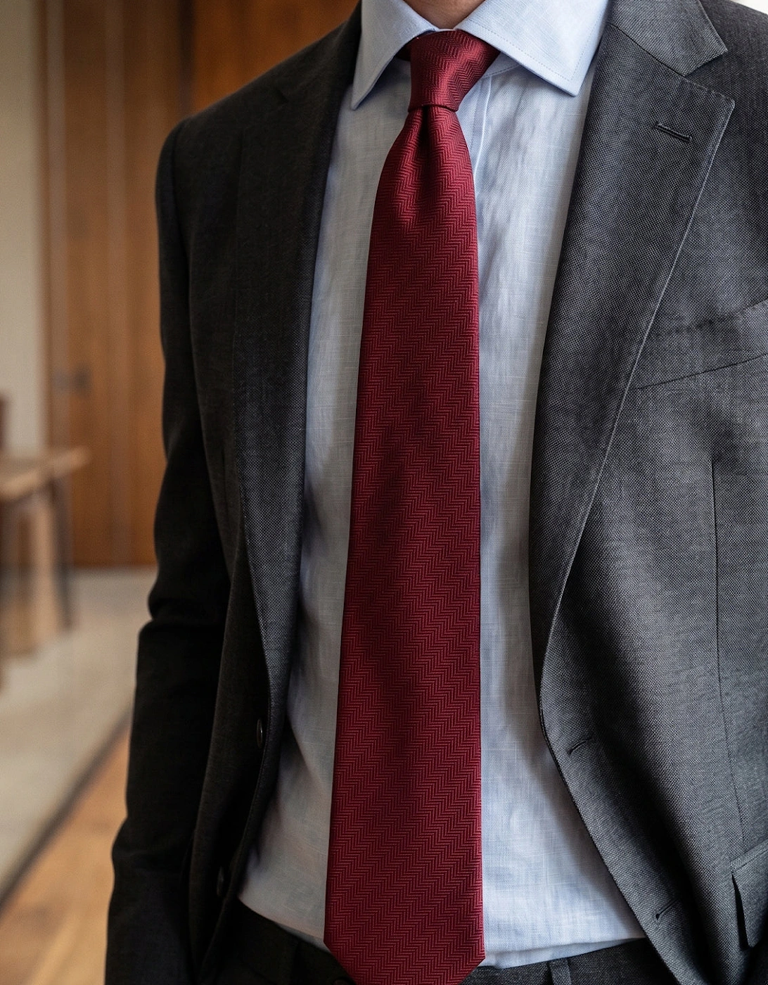 Bordo Self Stripe Tie
