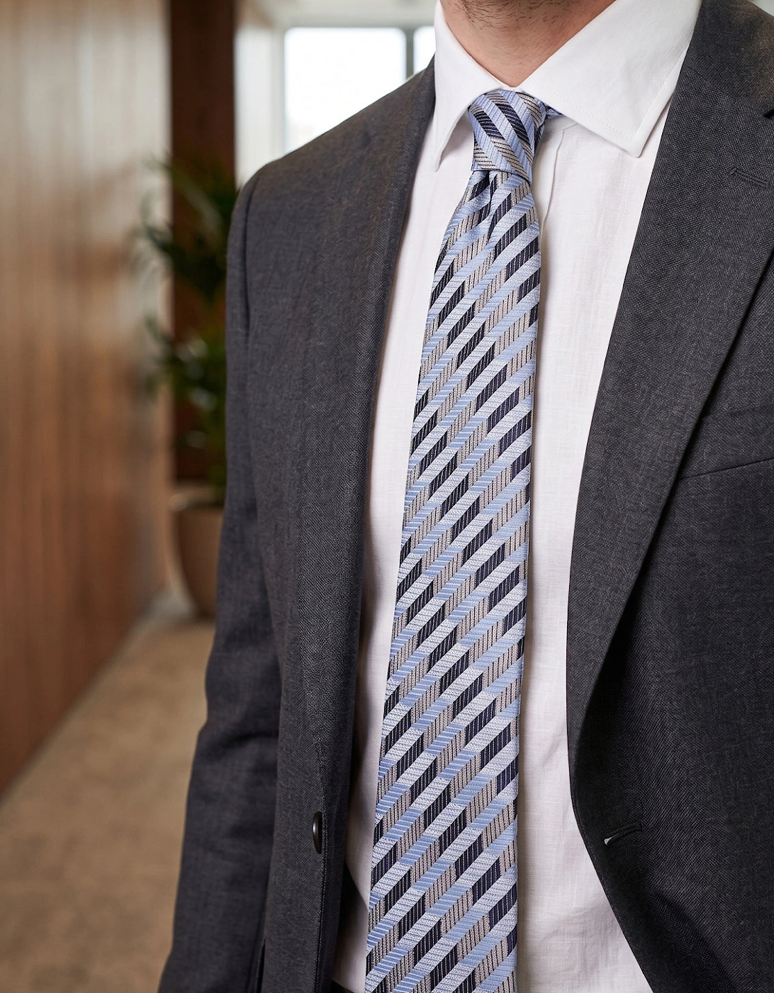 Geometric Stripes Blues Tie