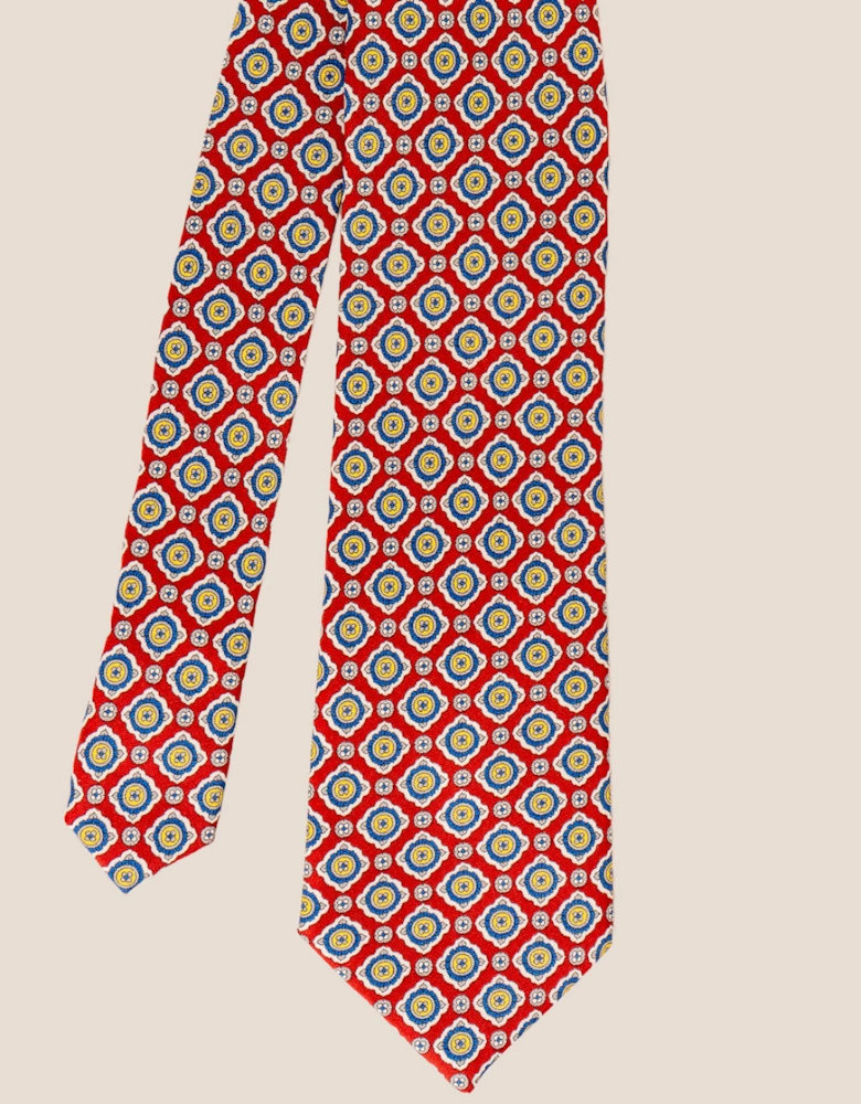 Red Geometric Pattern Silk Tie