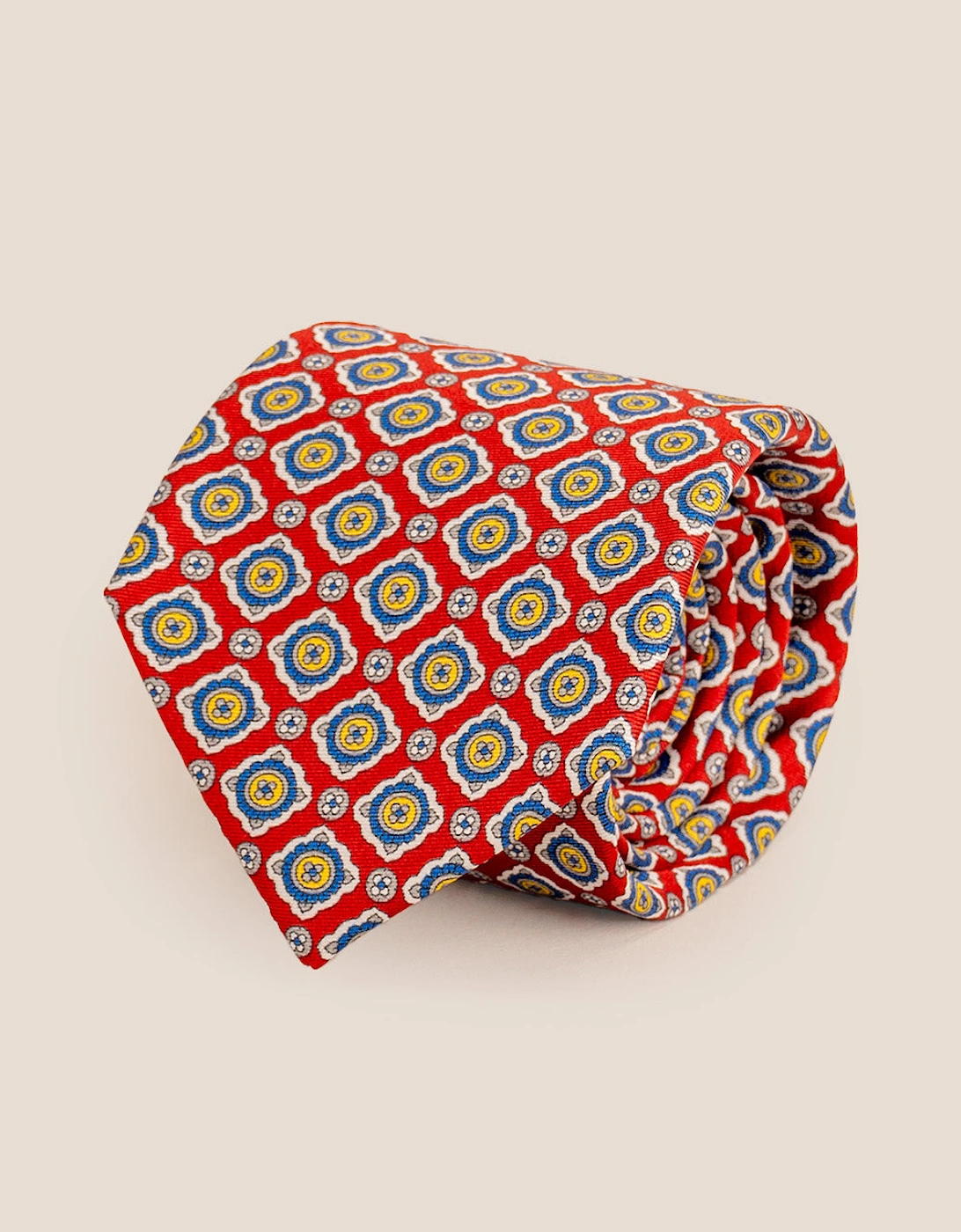 Red Geometric Pattern Silk Tie