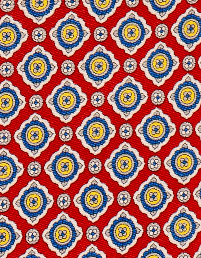 Red Geometric Pattern Silk Tie