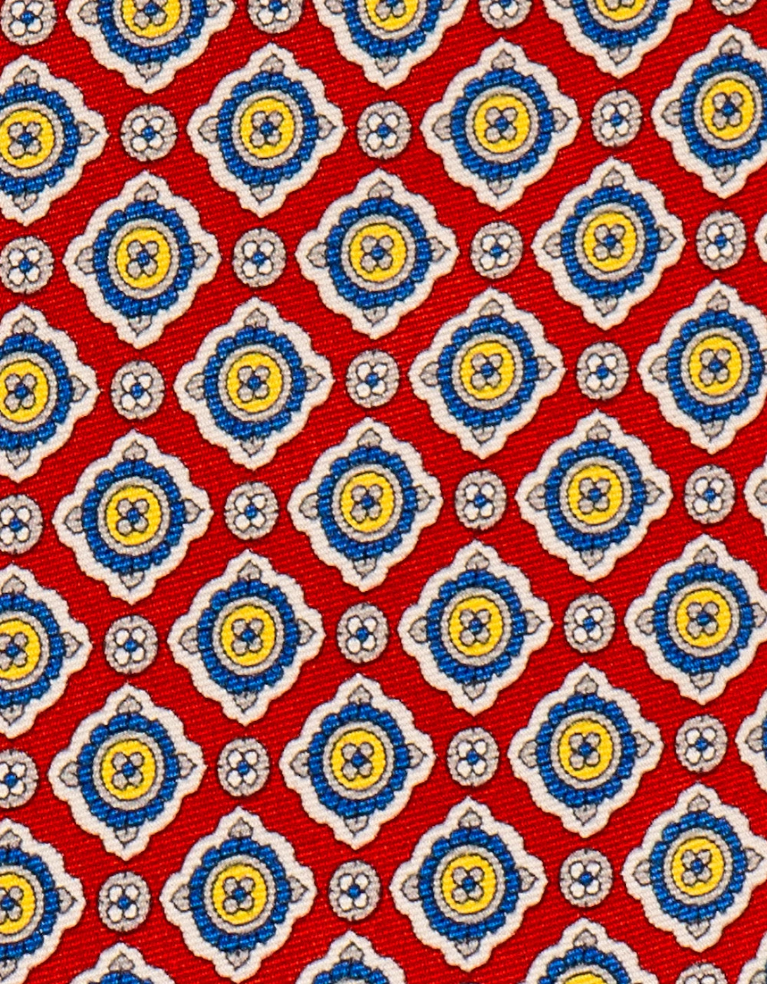 Red Geometric Pattern Silk Tie