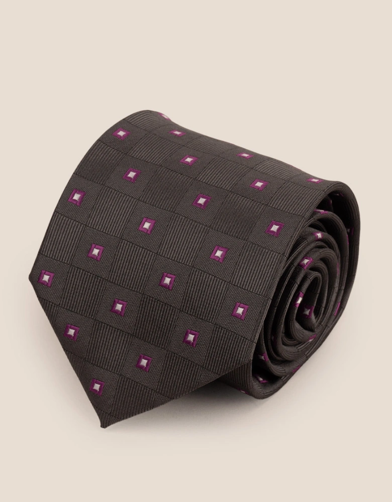 Multi Square Grey Tie
