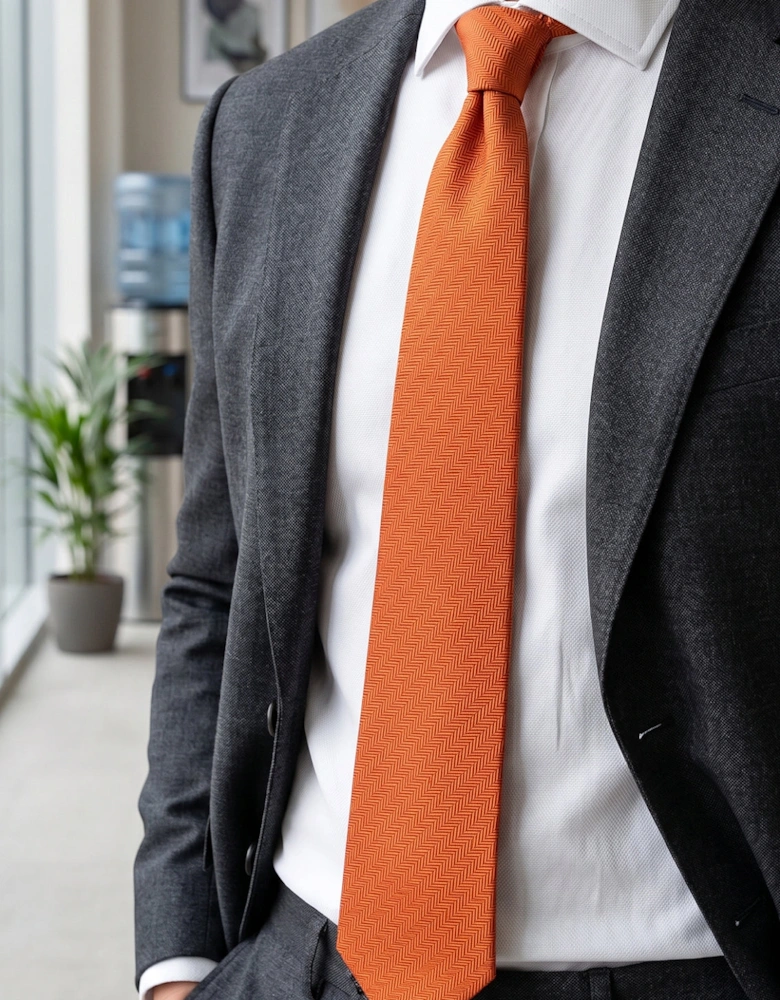 Orange Self Stripe Tie