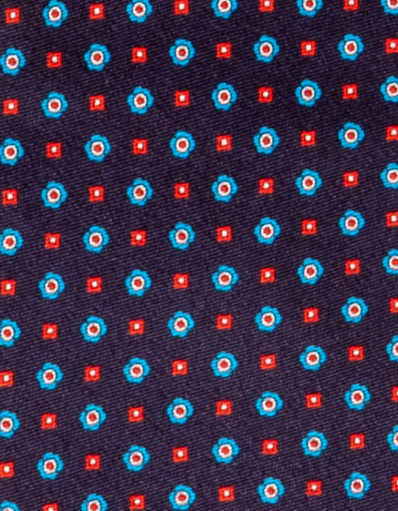 Dark Navy Geometric Pattern Silk Tie