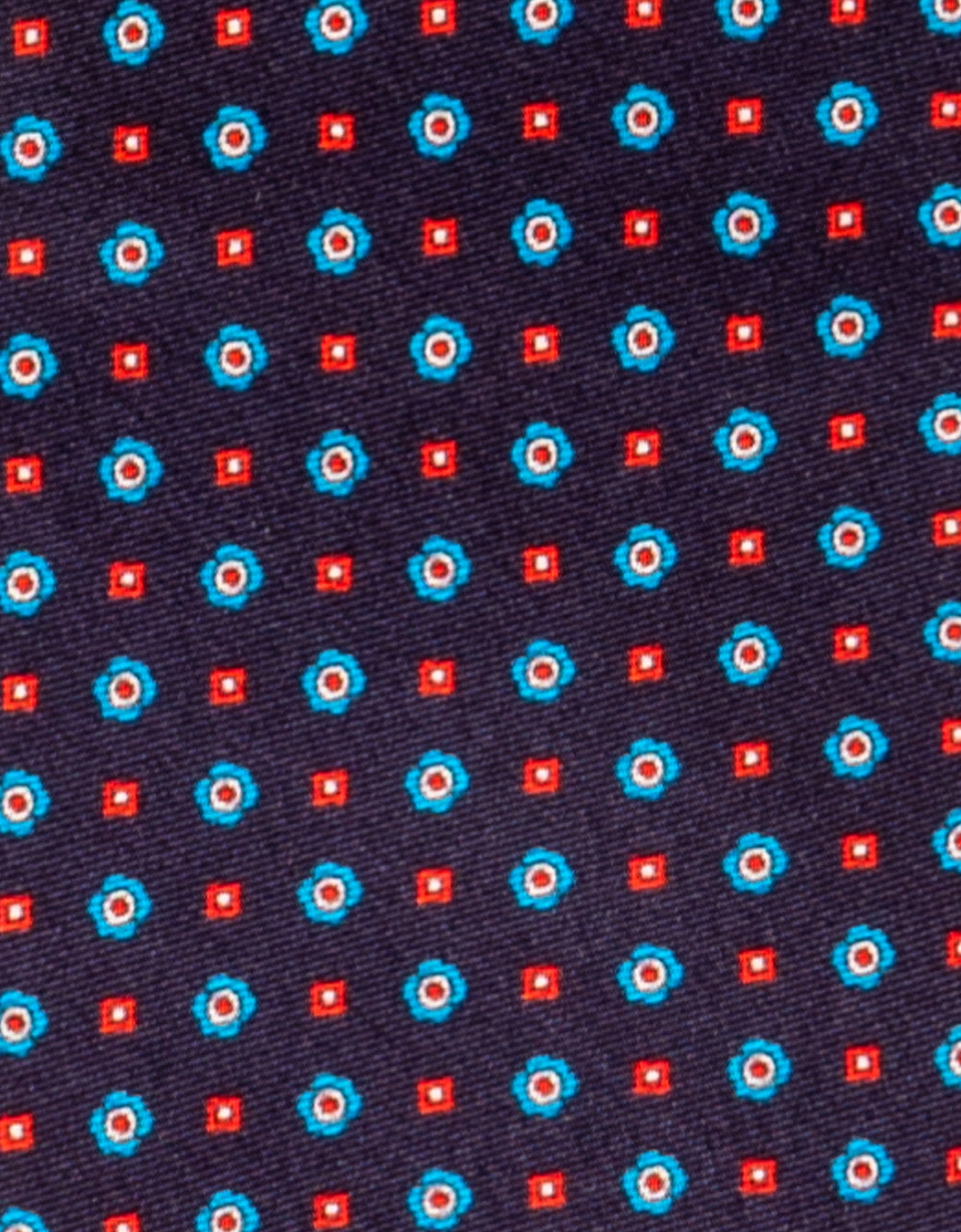 Dark Navy Geometric Pattern Silk Tie