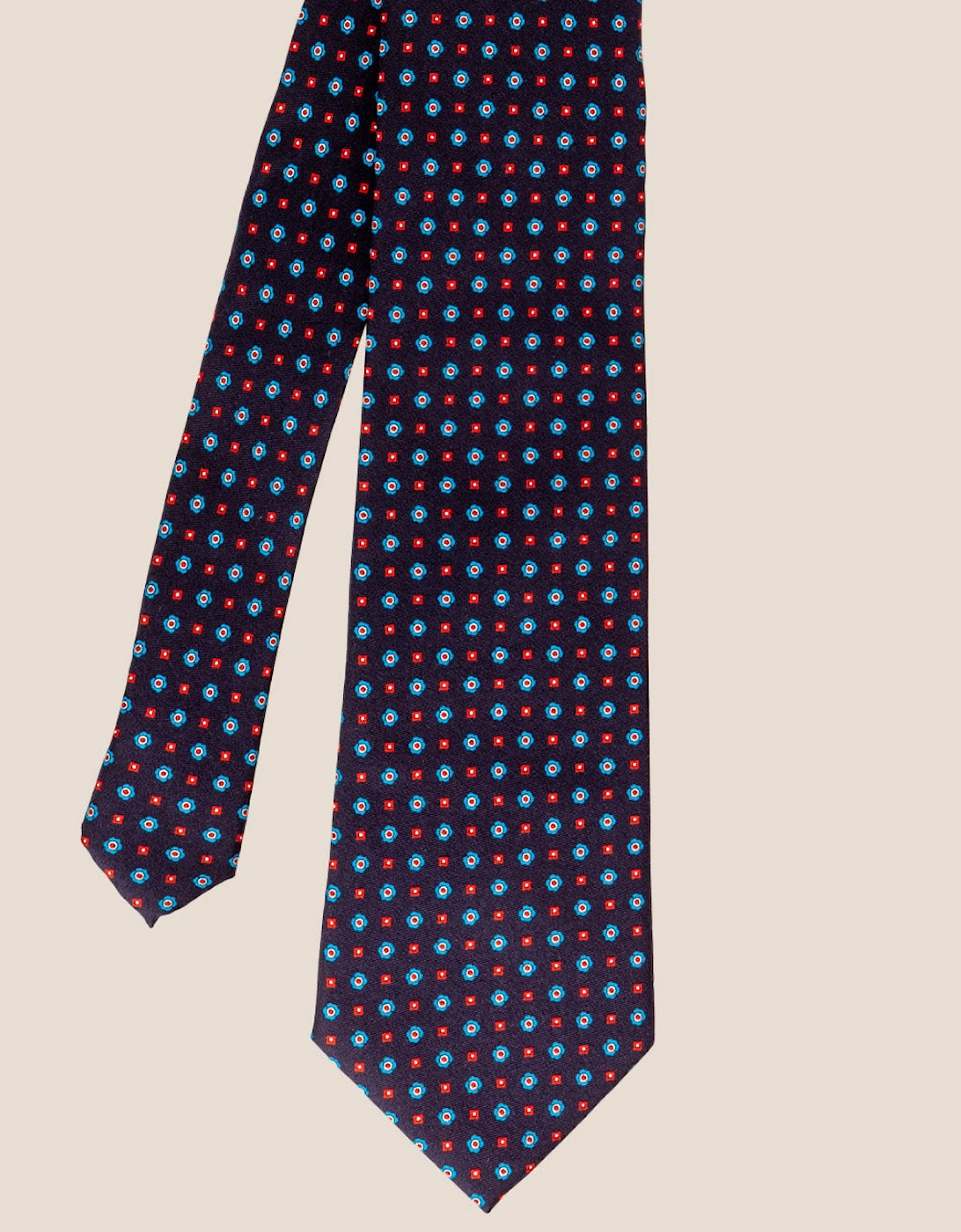 Dark Navy Geometric Pattern Silk Tie