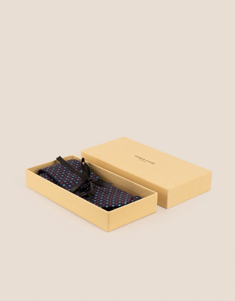Dark Navy Geometric Pattern Silk Tie