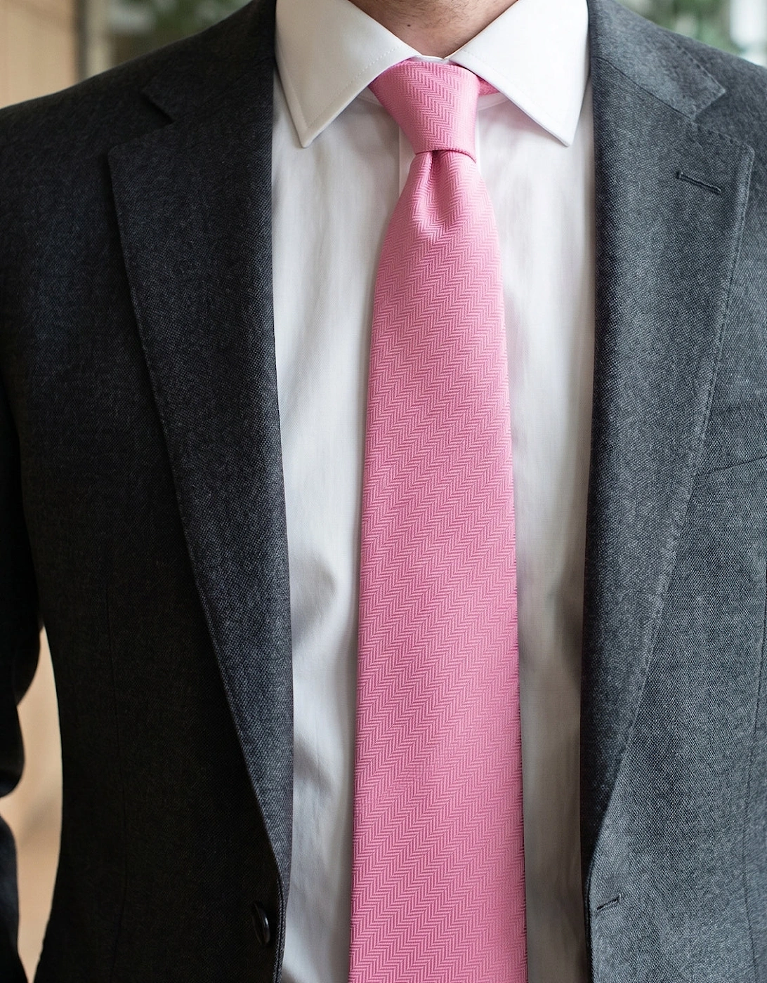Pink Self Stripe Tie