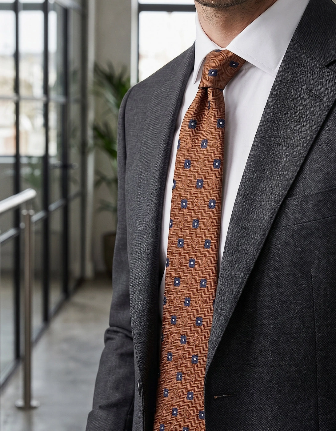 Stripes and Squares Bronze Tie
