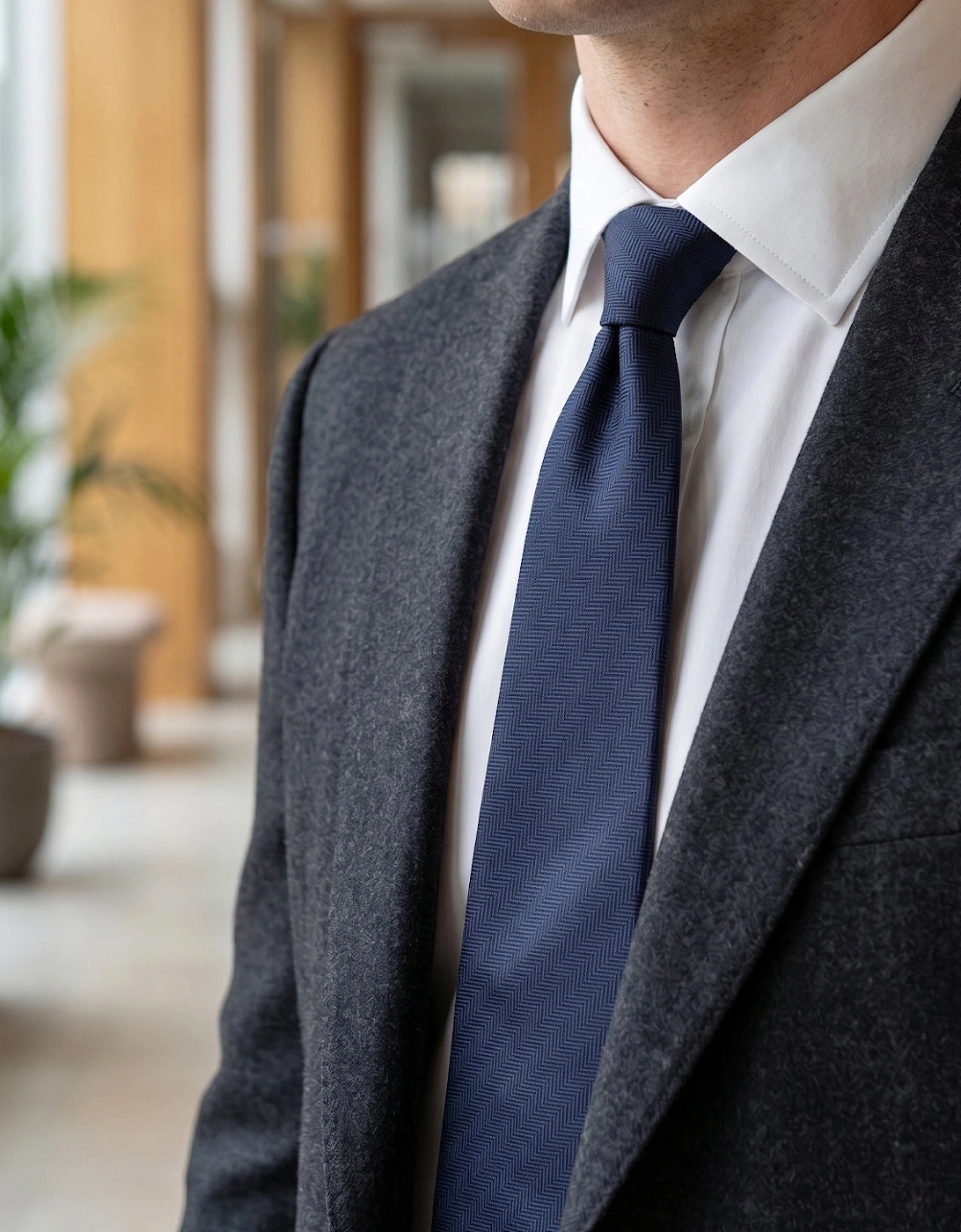 Navy Self Stripe Tie