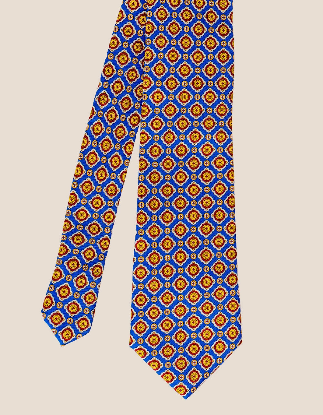 Yellow Geometric Pattern Silk Tie