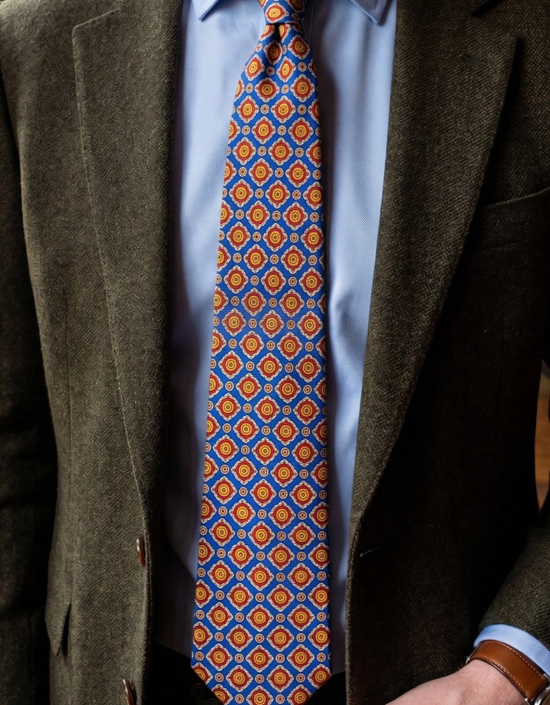 Yellow Geometric Pattern Silk Tie