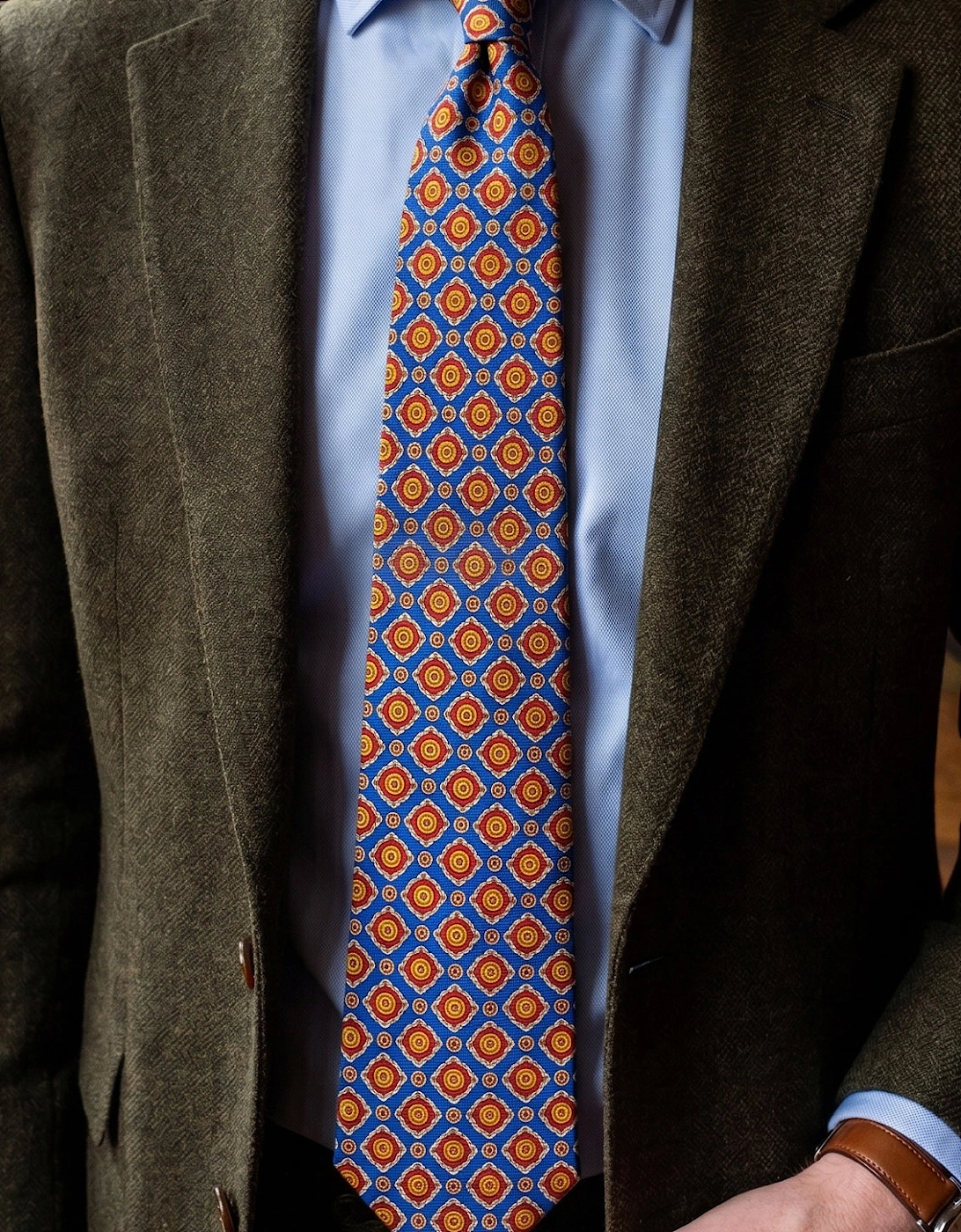 Yellow Geometric Pattern Silk Tie