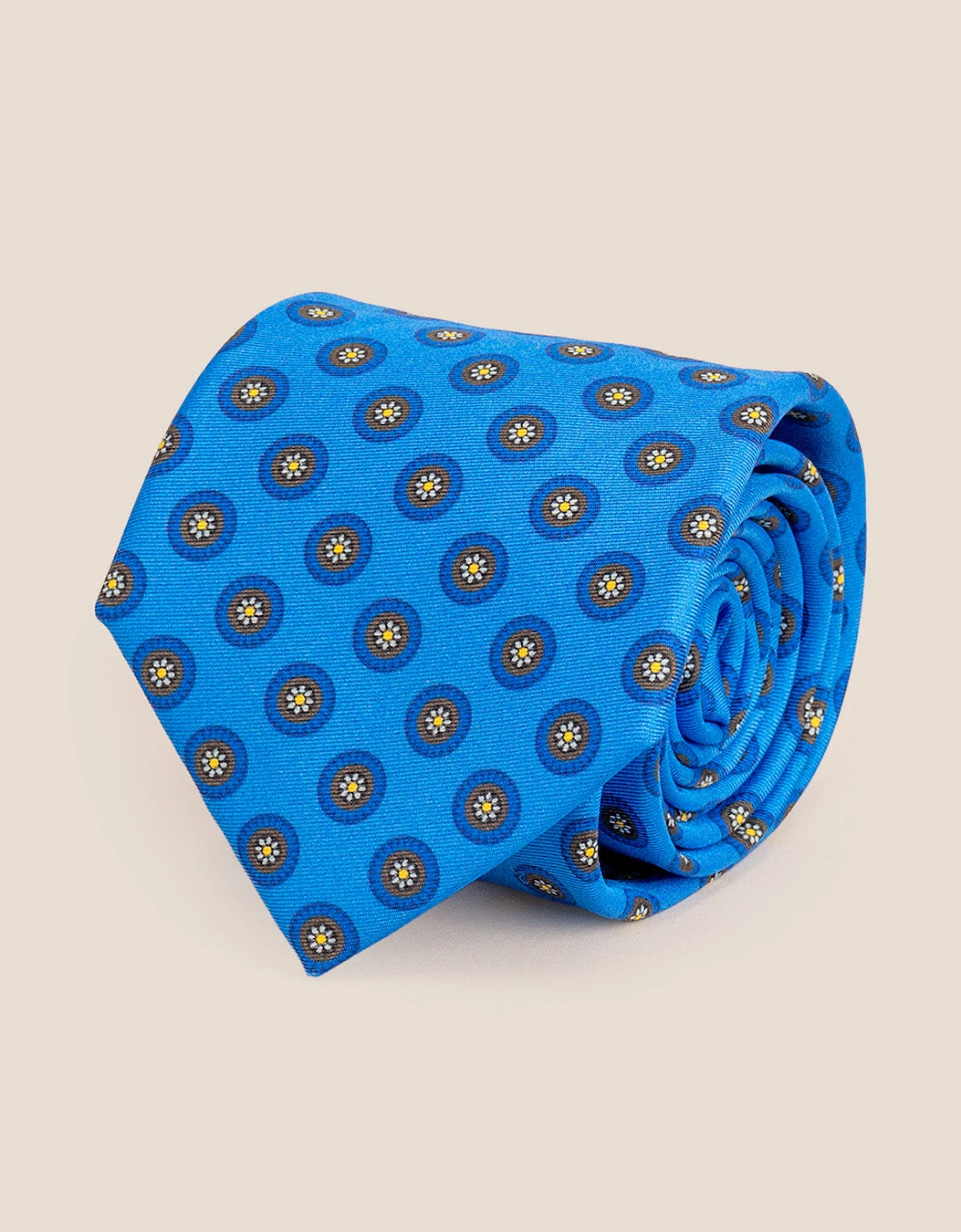 Blue Geometric Pattern Silk Tie