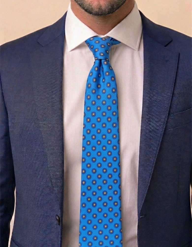 Blue Geometric Pattern Silk Tie