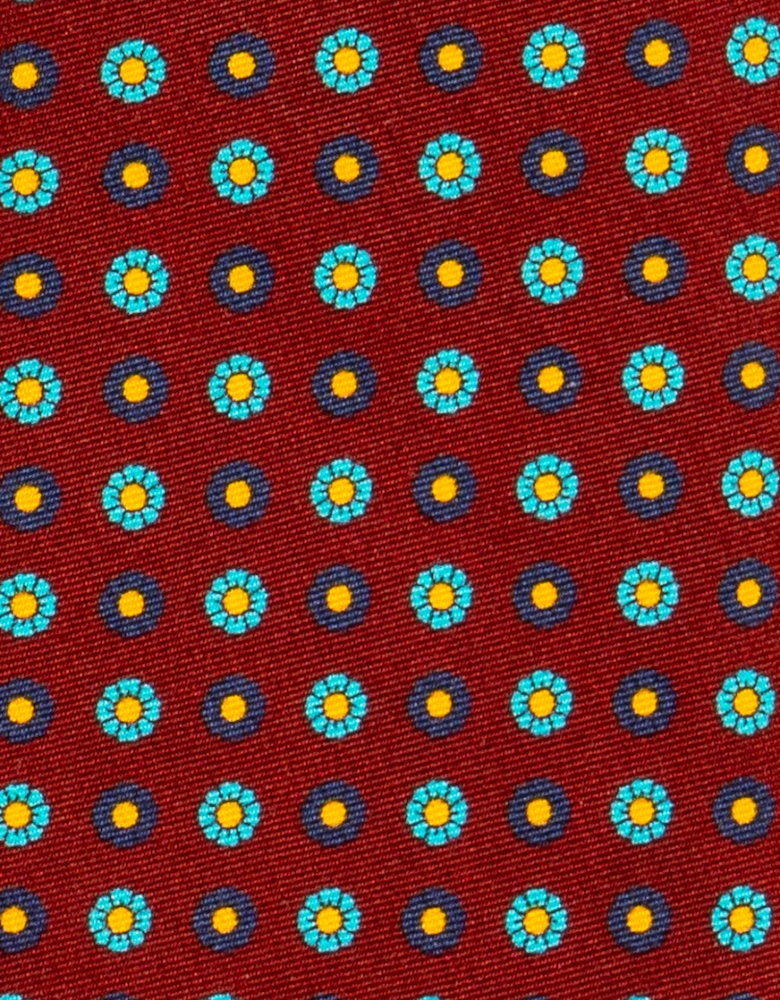 Burgundy Geometric Pattern Silk Tie