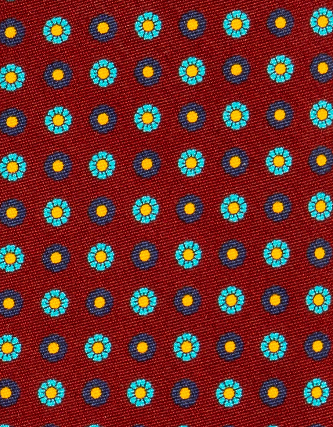 Burgundy Geometric Pattern Silk Tie