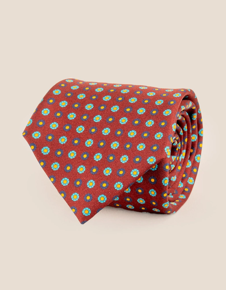 Burgundy Geometric Pattern Silk Tie