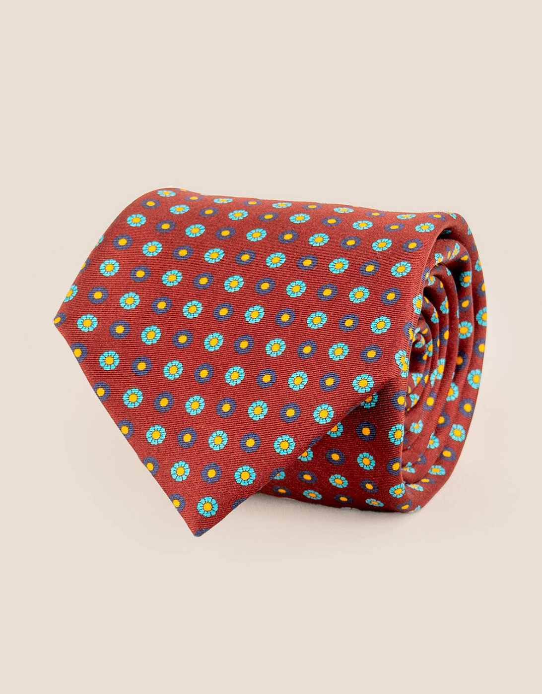 Burgundy Geometric Pattern Silk Tie