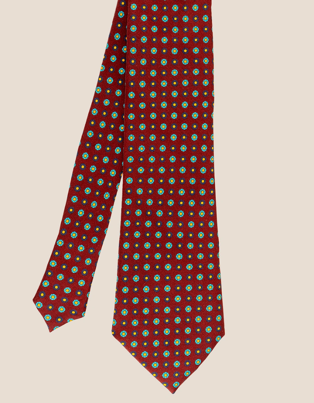 Burgundy Geometric Pattern Silk Tie