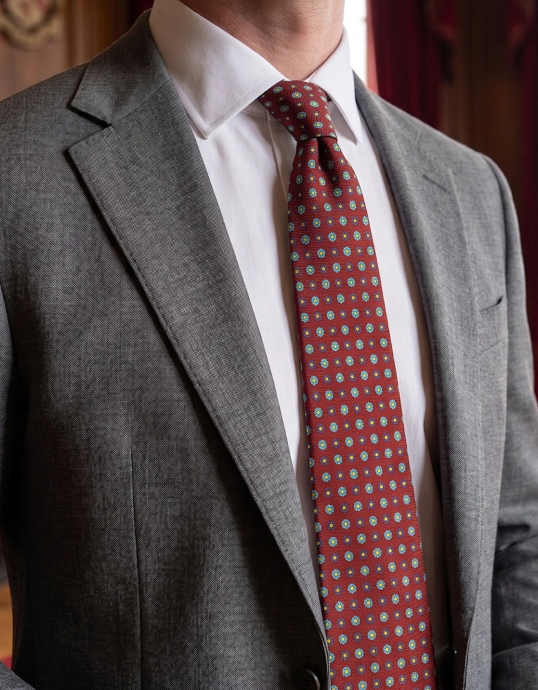 Burgundy Geometric Pattern Silk Tie