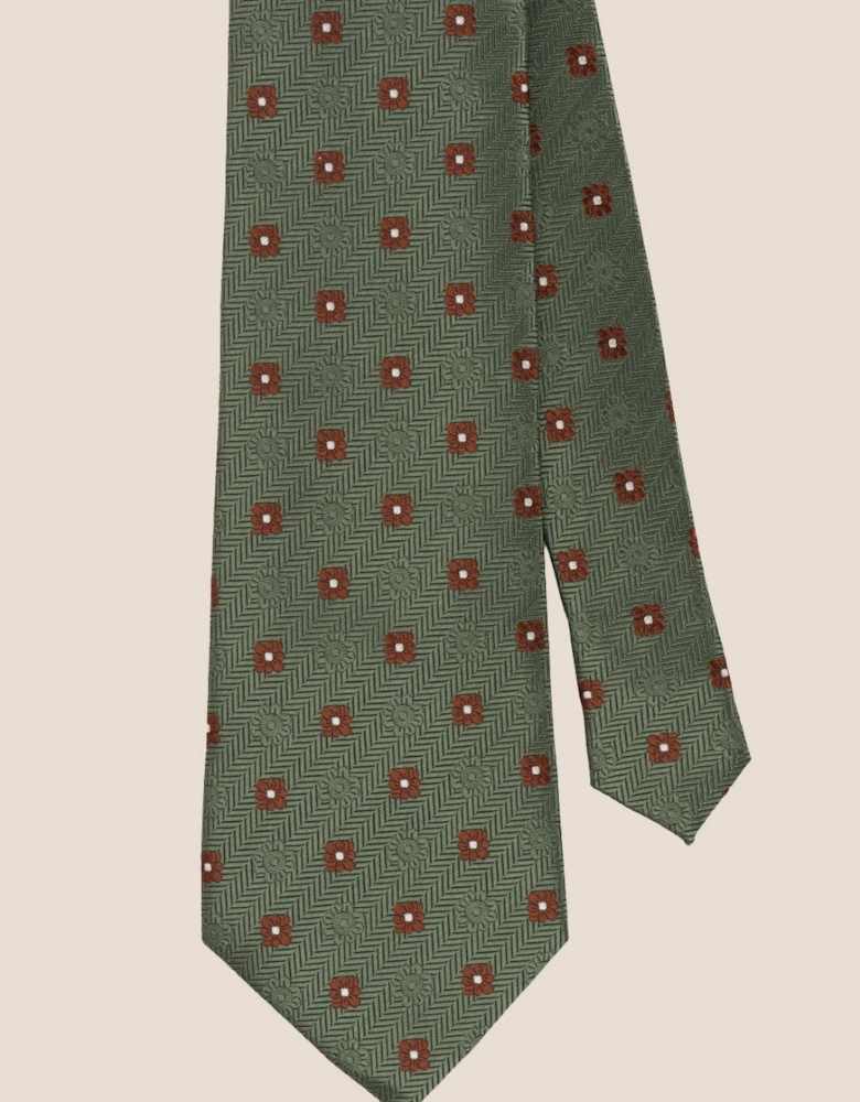 Stripes and Squares Green Tie