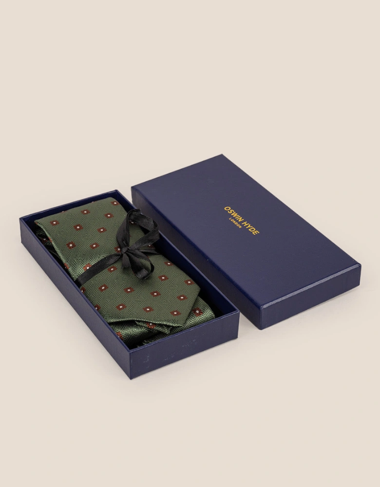 Stripes and Squares Green Tie