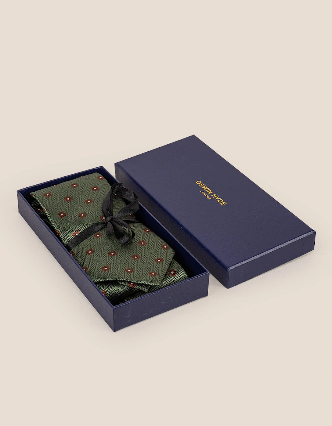 Stripes and Squares Green Tie