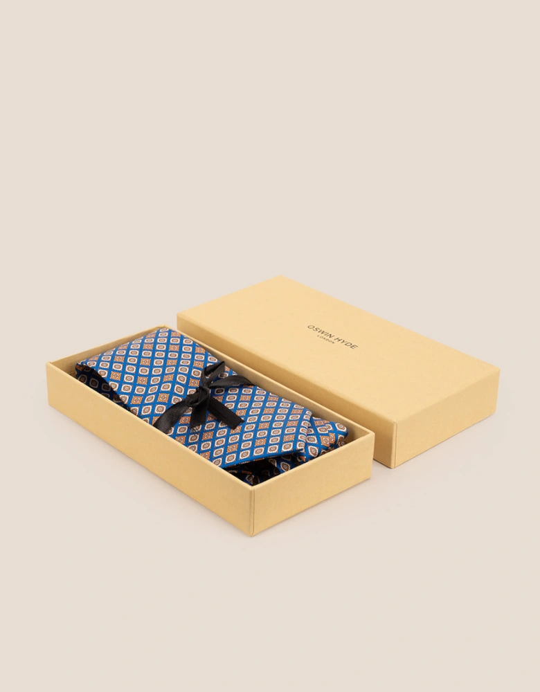 Light Blue Geometric Pattern Silk Tie