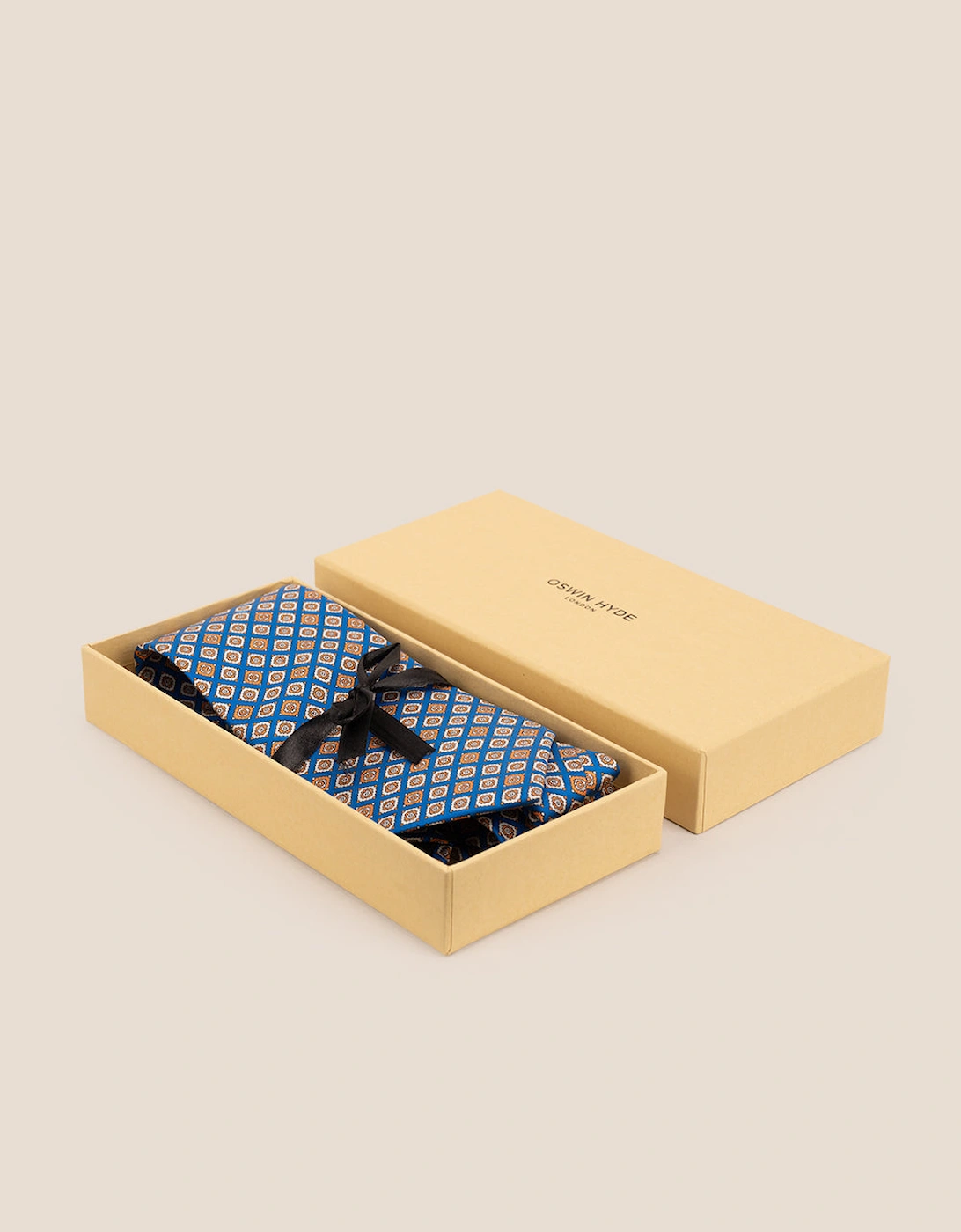 Light Blue Geometric Pattern Silk Tie