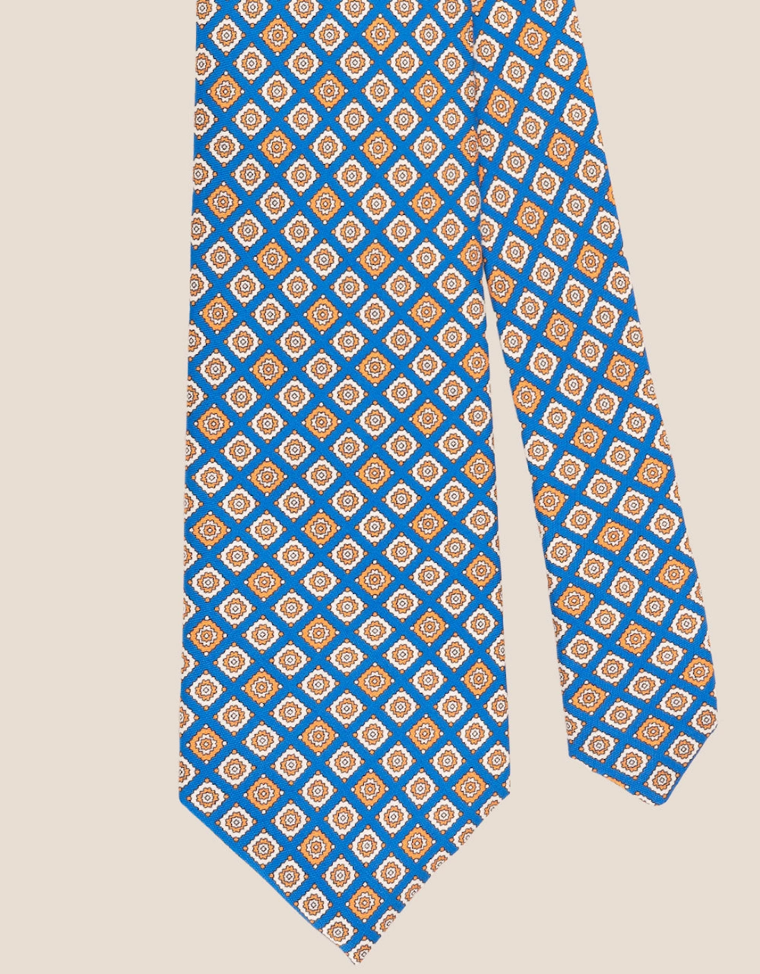 Light Blue Geometric Pattern Silk Tie