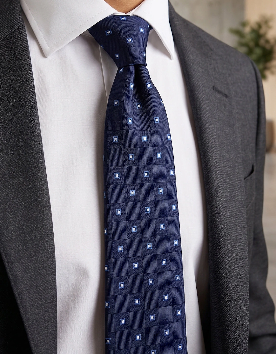 Multi Square Navy Tie