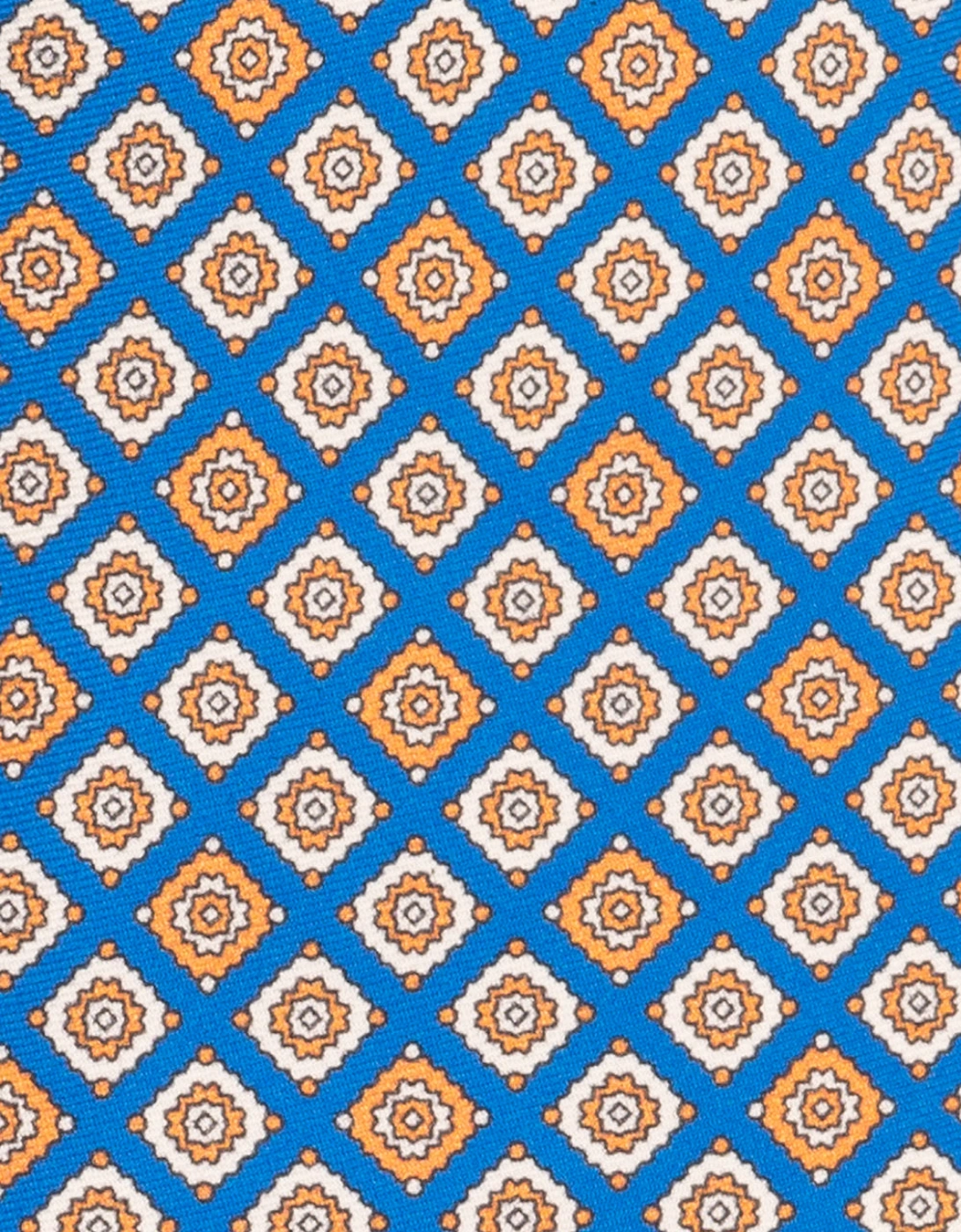 Light Blue Geometric Pattern Silk Tie