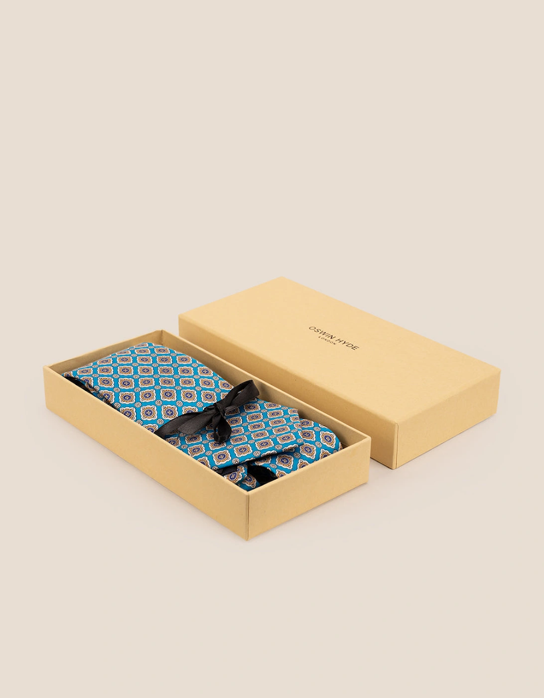 Cyan Geometric Pattern Silk Tie