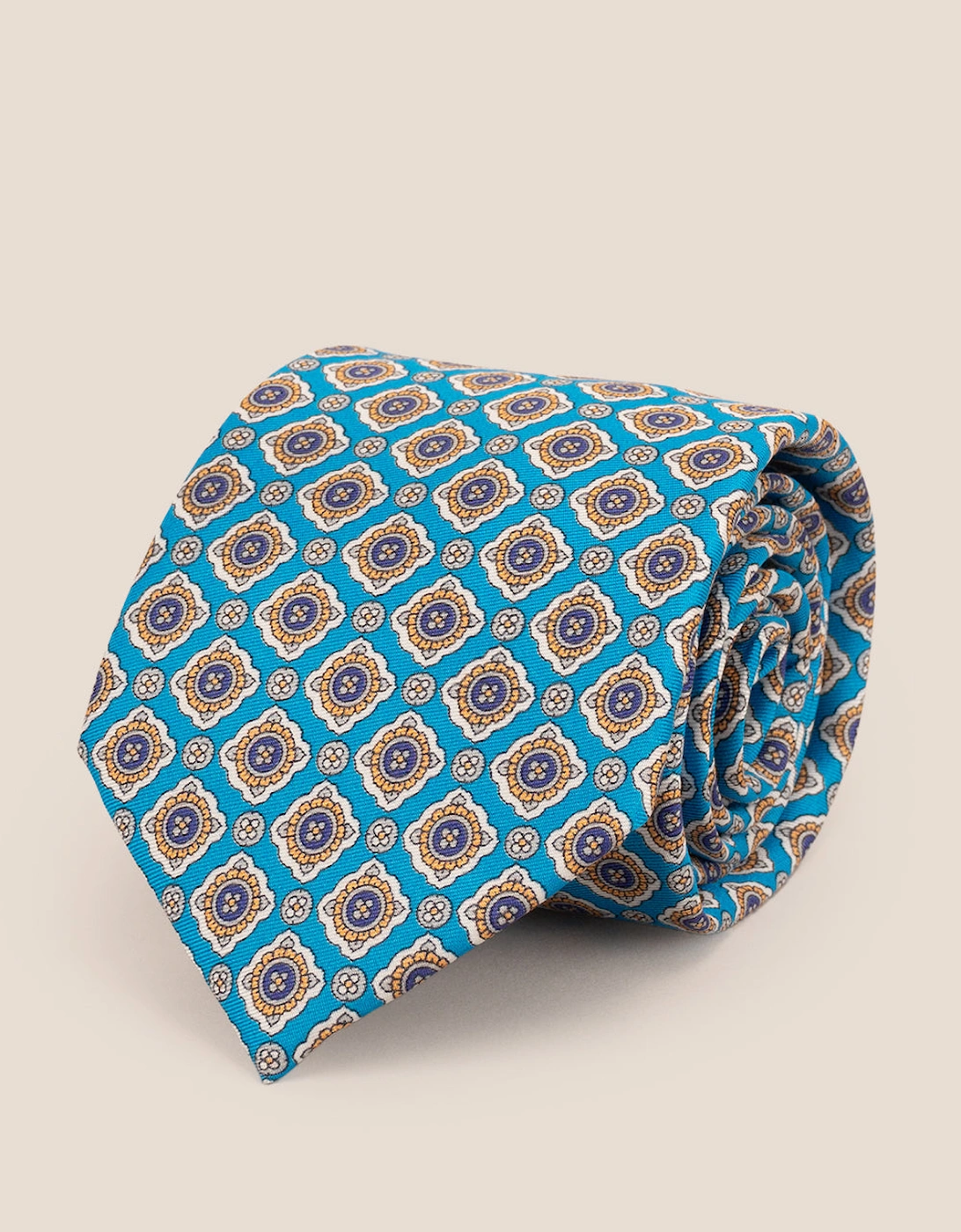 Cyan Geometric Pattern Silk Tie, 6 of 5